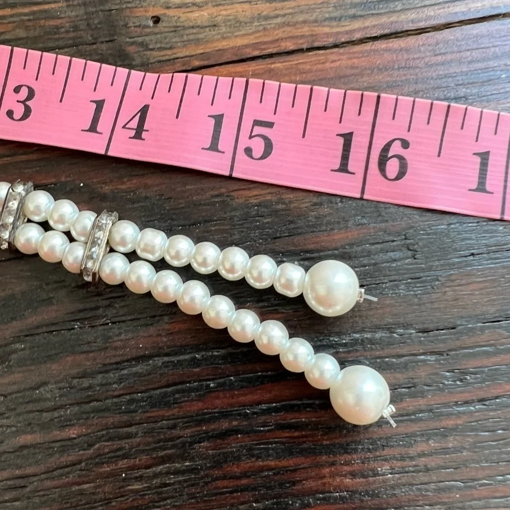 Vintage Pearl drop pendant style bolero necklace rhinestones 16